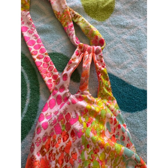 Becca Multicolor Snake Print One-Piece Swimsuit Strappy Back Size S/P - Picture 5 of 8